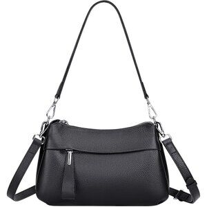 Genuine Leather Black Crossbody Bag Women Small Hobo Shoulder Purse Straps